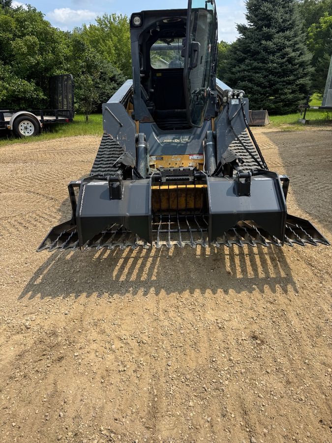 John Deere 329E compact track loader with HD root grapple bucket attached, J3 Trades LLC, Galesville WI
